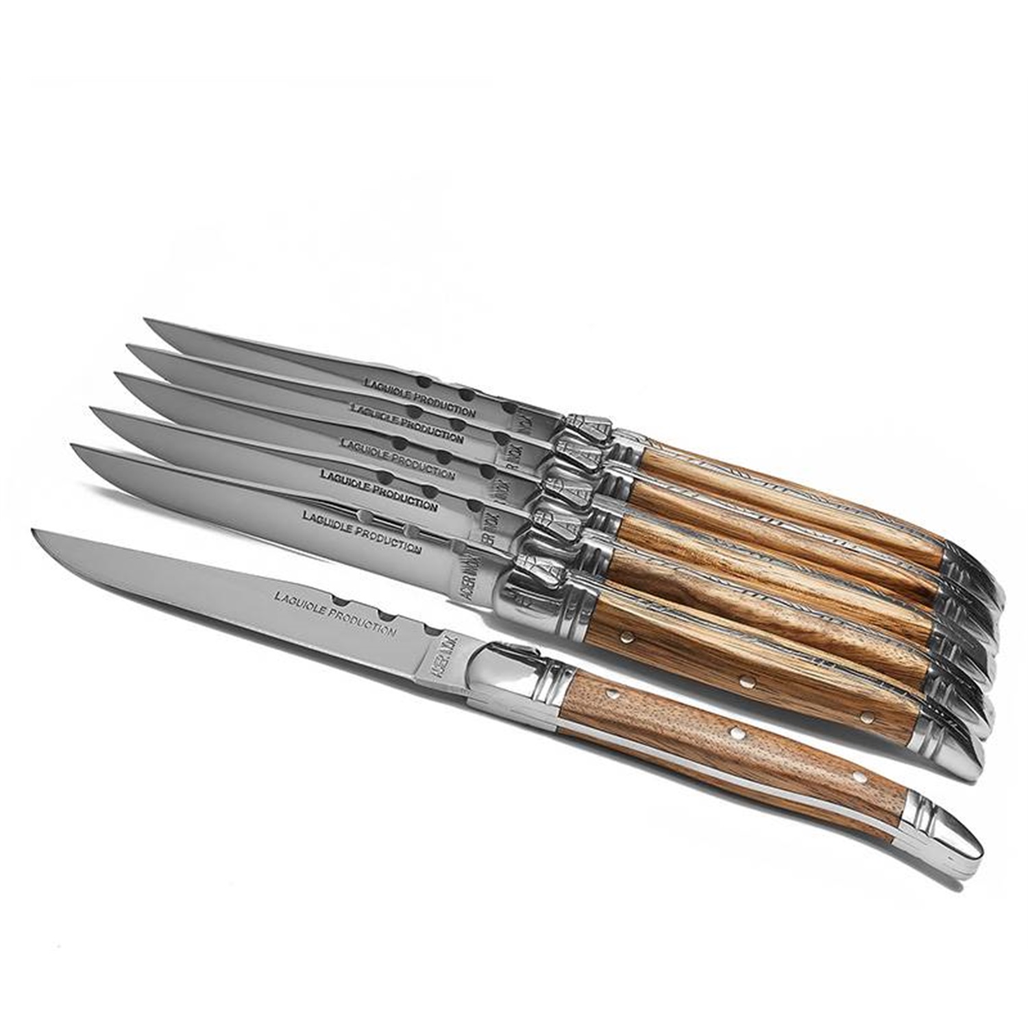 tb laguiole natural wood steakmessenset 6 delig hout