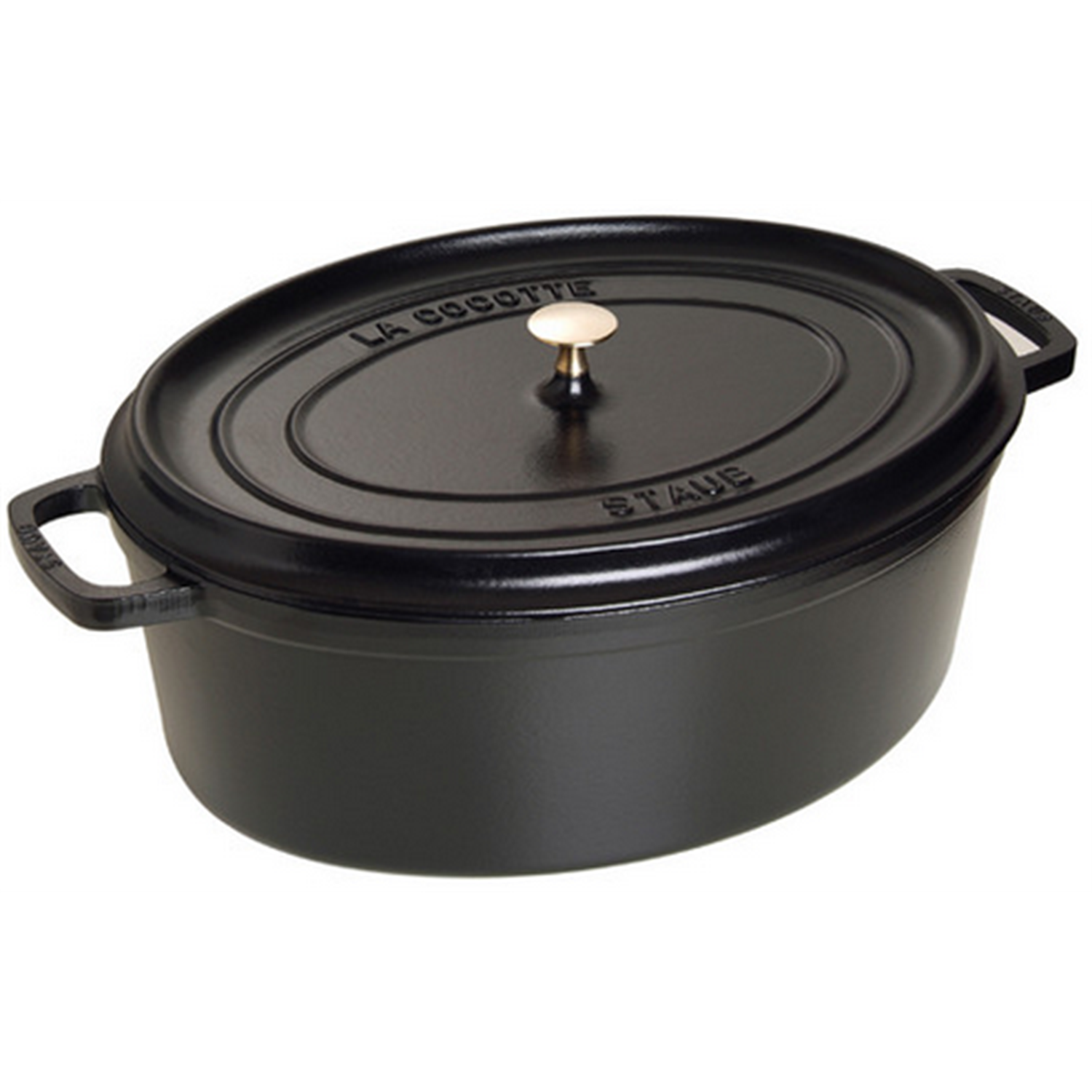 staub ovale braadpan 31cm mat zwart